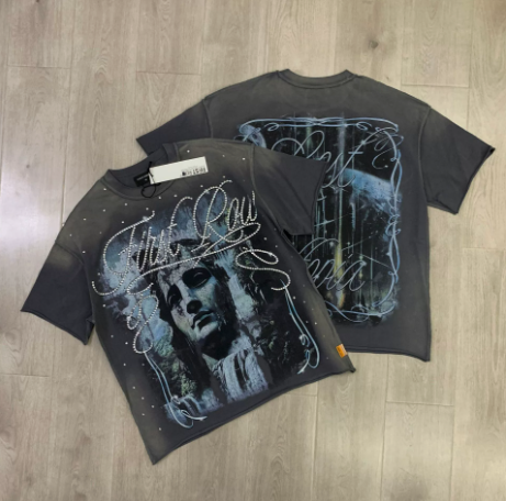 Vintage Roll The Dice Western Cropped T‑Shirt Rhinestone Highway Road Trip Raw Hem Oversized Streetwear Tee