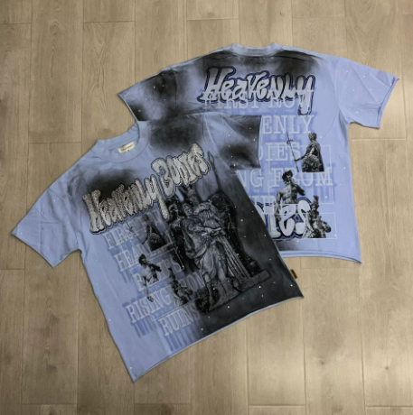 First Row Wake up and Be Fierce Flame Tee Hot-Stamped Rhinestone Washed Vintage Short-Sleeve T-Shirt