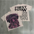 First Row Wake up and Be Fierce Flame Tee Hot-Stamped Rhinestone Washed Vintage Short-Sleeve T-Shirt