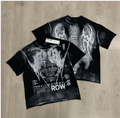 First Row Wake up and Be Fierce Flame Tee Hot-Stamped Rhinestone Washed Vintage Short-Sleeve T-Shirt