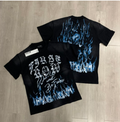 First Row Wake up and Be Fierce Flame Tee Hot-Stamped Rhinestone Washed Vintage Short-Sleeve T-Shirt